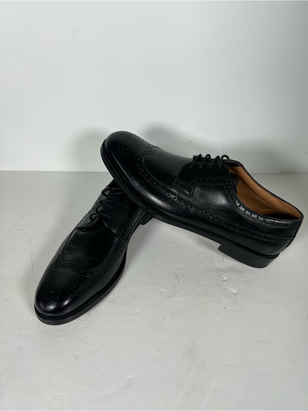 Clarks Black Leather Brogue Lace-Up Dress Shoes